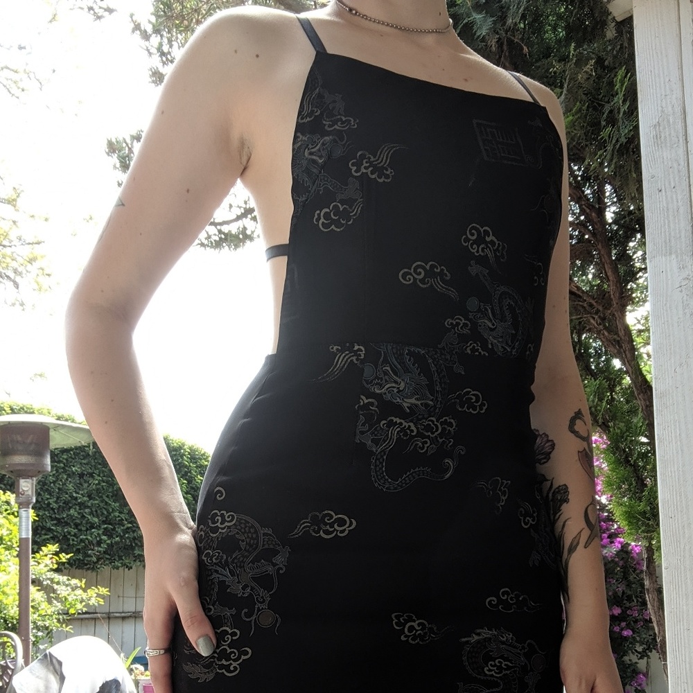90s black backless dress